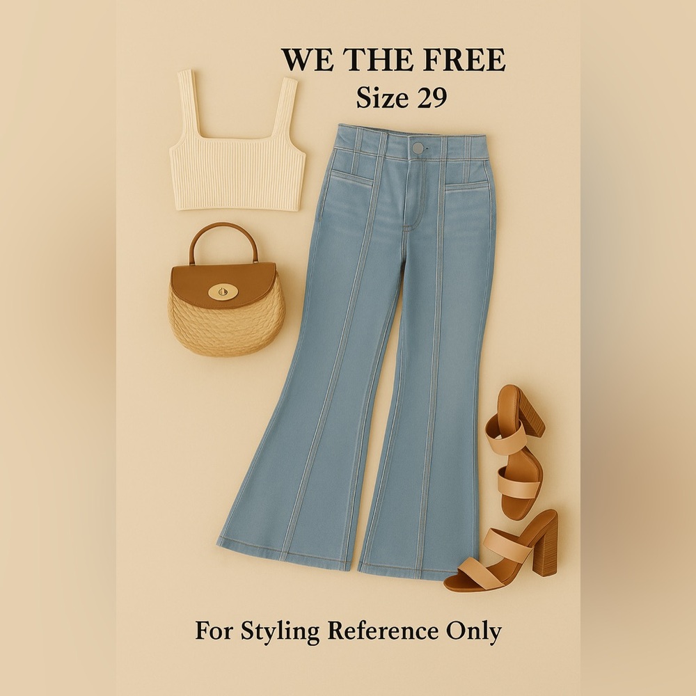 Free People We The Free High Waist Flare Jeans | Size 29 | Light Wash |